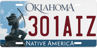 OK license plate 301AIZ