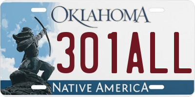 OK license plate 301ALL