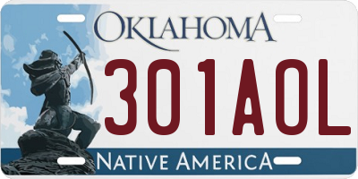 OK license plate 301AOL