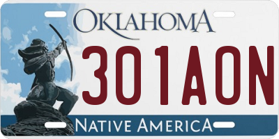 OK license plate 301AON