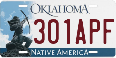 OK license plate 301APF