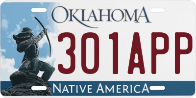 OK license plate 301APP