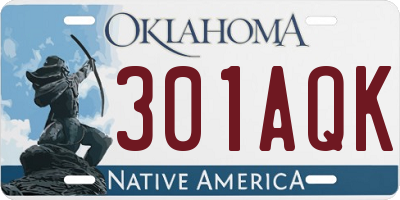 OK license plate 301AQK