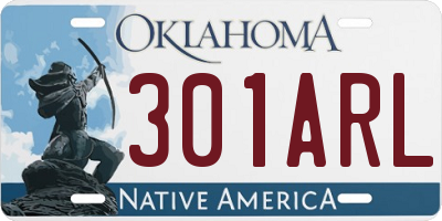 OK license plate 301ARL
