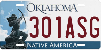 OK license plate 301ASG