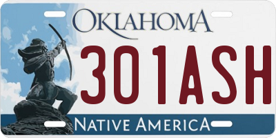 OK license plate 301ASH