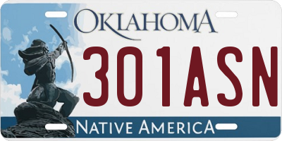 OK license plate 301ASN
