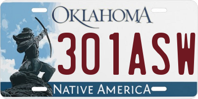 OK license plate 301ASW