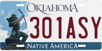 OK license plate 301ASY