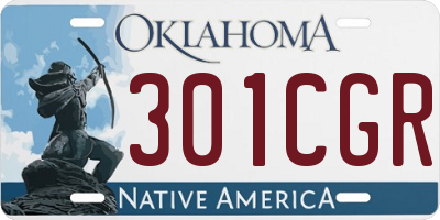 OK license plate 301CGR