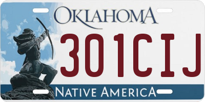 OK license plate 301CIJ