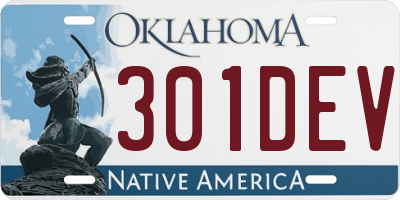 OK license plate 301DEV