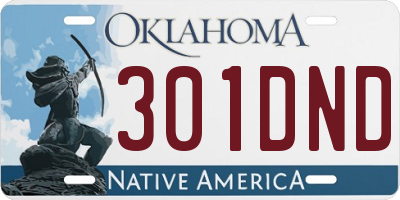 OK license plate 301DND