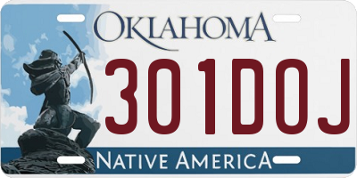 OK license plate 301DOJ
