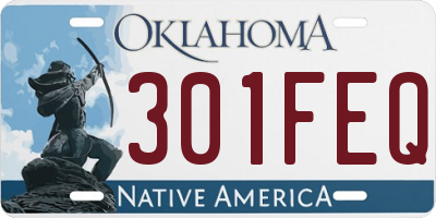 OK license plate 301FEQ