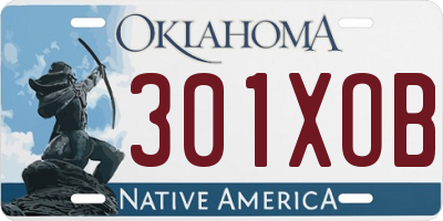 OK license plate 301XOB