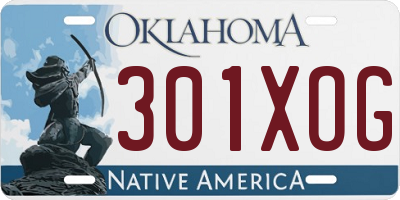 OK license plate 301XOG