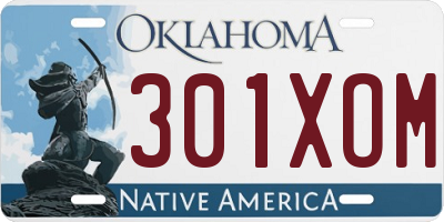 OK license plate 301XOM