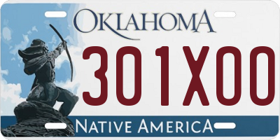 OK license plate 301XOO