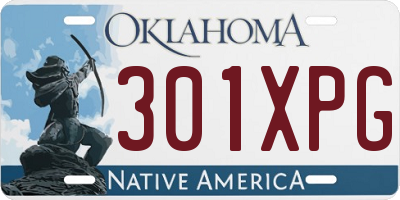 OK license plate 301XPG