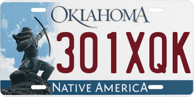 OK license plate 301XQK