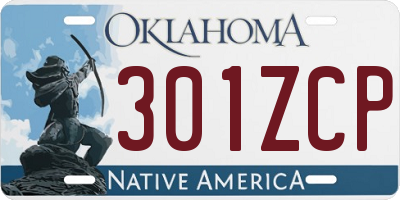 OK license plate 301ZCP