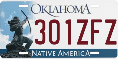 OK license plate 301ZFZ