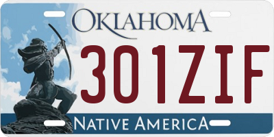 OK license plate 301ZIF