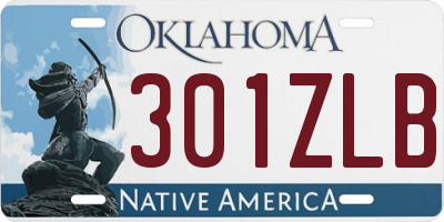 OK license plate 301ZLB