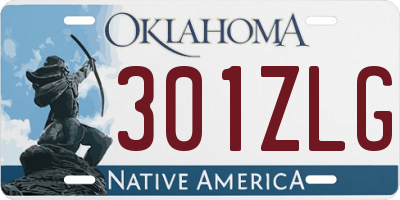 OK license plate 301ZLG