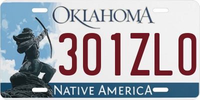 OK license plate 301ZLO