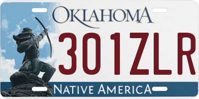 OK license plate 301ZLR