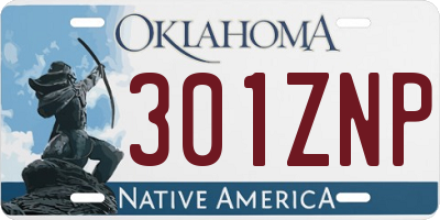 OK license plate 301ZNP