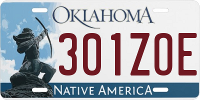 OK license plate 301ZOE