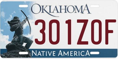 OK license plate 301ZOF