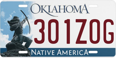 OK license plate 301ZOG