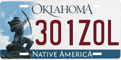 OK license plate 301ZOL