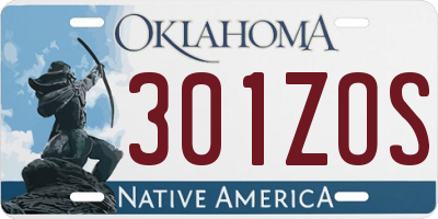 OK license plate 301ZOS