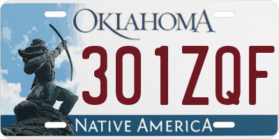 OK license plate 301ZQF