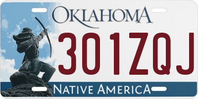 OK license plate 301ZQJ