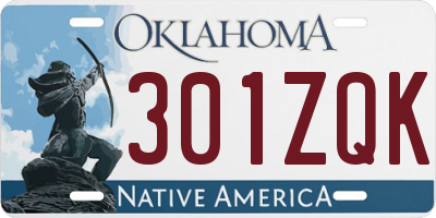 OK license plate 301ZQK