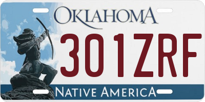 OK license plate 301ZRF