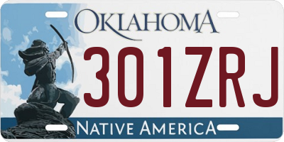 OK license plate 301ZRJ