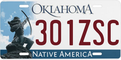 OK license plate 301ZSC