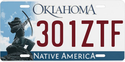 OK license plate 301ZTF