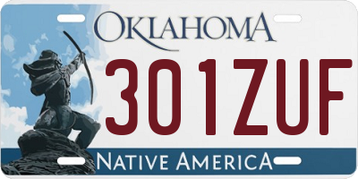 OK license plate 301ZUF