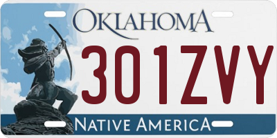 OK license plate 301ZVY