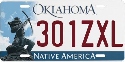 OK license plate 301ZXL