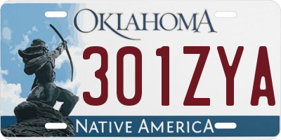 OK license plate 301ZYA