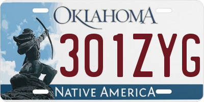 OK license plate 301ZYG
